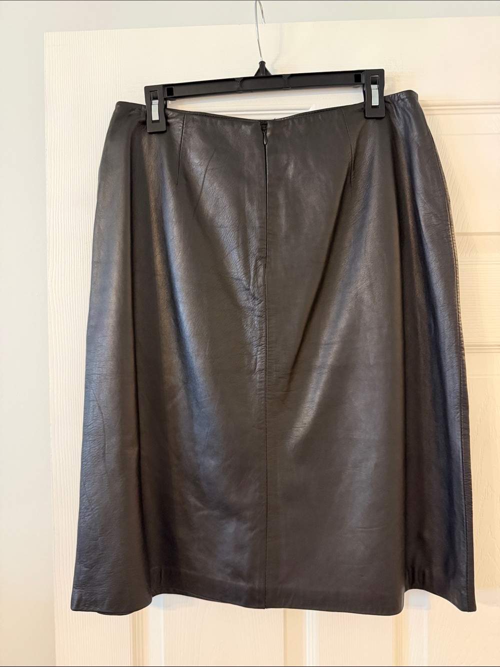 INC International Concepts Black 100% real Leather Midi Skirt size 12 length 24” - Picture 3 of 8